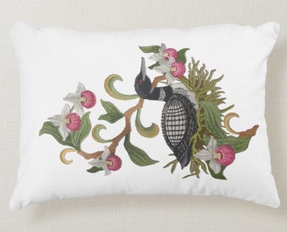 Custom Minnesota Common Loon and Showy Lady Slipper Medley Bird Embroidery Iron On/Sew Patch - Beyond Vision (7" x 10.67")