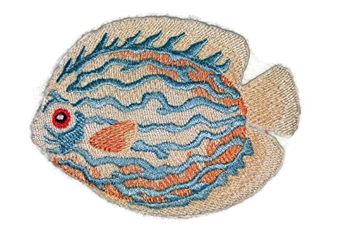 Nature's Bounty Beautiful Custom Fish Portraits [ Discus Fish] Embroidered Iron On/Sew Patch (4.5" x 3.5") Made in USA
