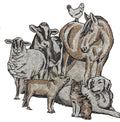 Beyond Vision Farm Friends Animal Medley / (7.6" x 6.88") embroidered iron-on patch