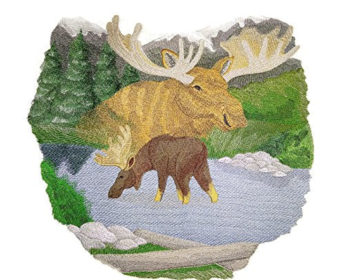 Naturaleza entretejida en hilos, asombroso reino animal [Espíritu del alce] [Personalizado y único] Parche bordado para planchar o coser [11" x 10.19"] [Hecho en EE. UU.]