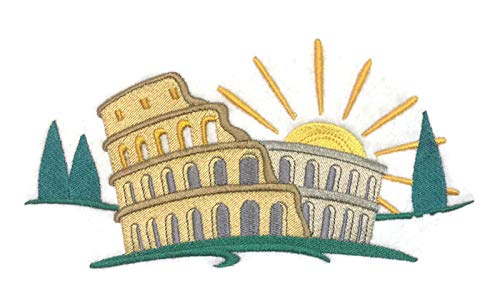 A 'Round The World City Square - Rome Embroidered Iron on/Sew Patch (7.53" x 6.2") [Made in USA]