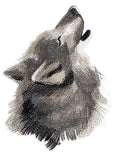 Howling Wolf (6.85" x 9.18") embroidered iron-on patch