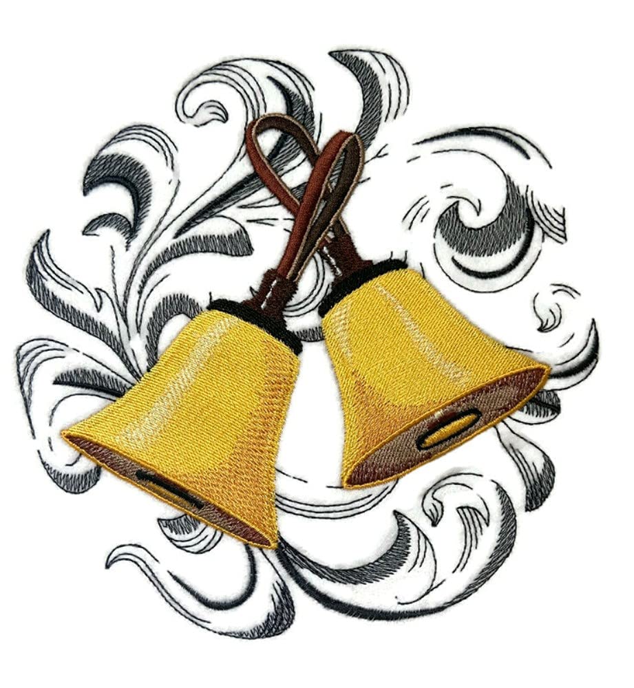 Musical Instruments [ Handbells with Baroque Background ][Custom and Unique] Embroidered Iron on/Sew Patch (6.9" x 7.17") [Made in USA]