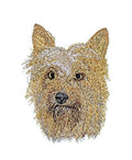 Australian Silky Terrier Dog Face (4" x 3") embroidered iron-on patch