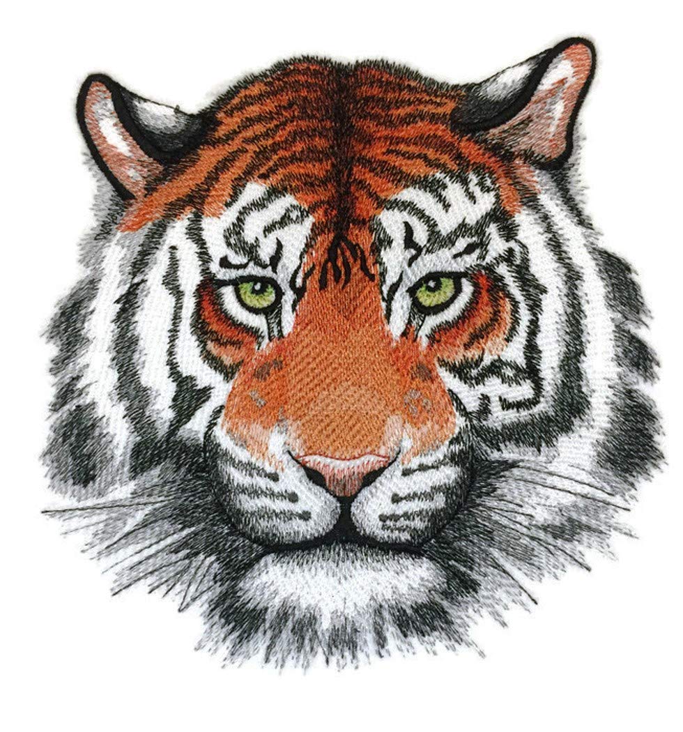 Nature Weaved in Threads, Amazing Animal Kingdom [ Wild Beauty Tiger] [Custom and Unique] Embroidered Iron on/Sew Patch (7.7" x 7.8")