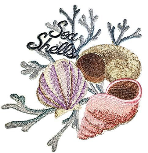 Ocean Calling Custom and Unique [ Sea Shell Portrait ] Embroidered Iron On/Sew Patch (6" x 5.5") Made in USA]