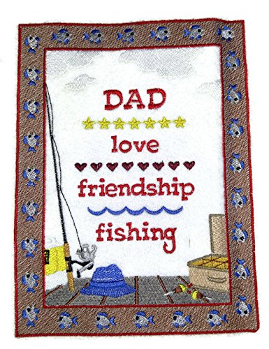 BeyondVision Let's Go Fishing Custom and Unique [Love Friendship Fishing Sampler ] Embroidered Iron On/Sew Patch (8" x 5.9") Made in USA