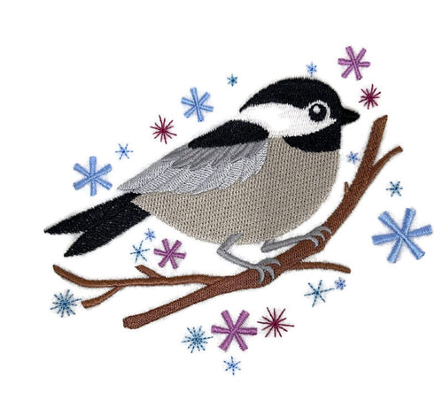 Beyond Vision Custom Cheery Winter Chickadee Embroidery Iron On/Sew Patch (5.94" x 5.84")
