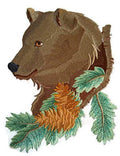 Nature Weaved in Threads, Animal Kingdom [Bear in Pine] [] / (9.19" x 6.89") [] embroidered iron-on patch