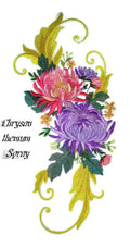 Garden's Best Delight [Chrysanthemum Spray with Flourish] / (5.78" x 11.72") [] embroidered iron-on patch