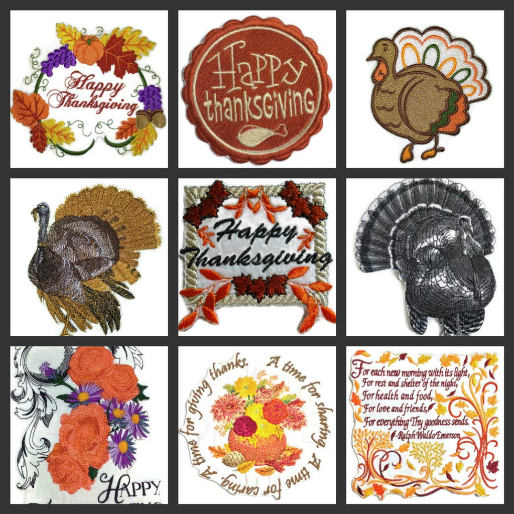 Happy Thanksgiving (Turkey Trot) Custom and Unique Embroidered Iron on/Sew Patch (4.87' x 5.21')