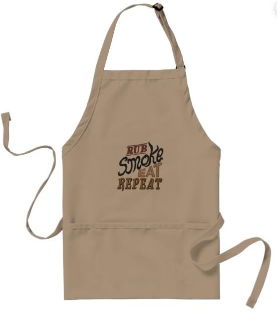 Diseño de delantal para barbacoa: ¡Vamos al interior! [Frotar, ahumar, comer, repetir] Parche bordado para planchar o coser [4,84 x 5,39] Hecho en EE. UU.