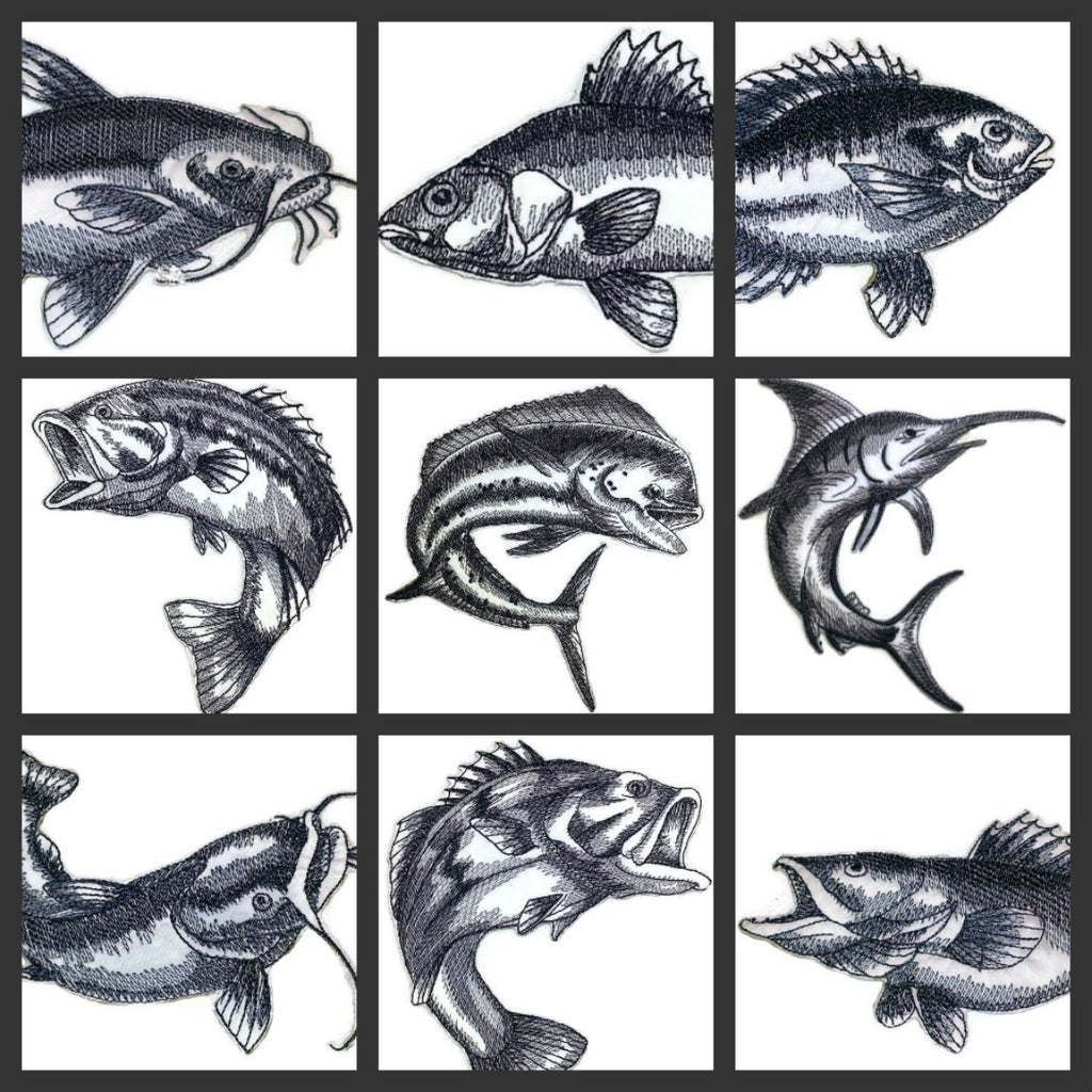 Nature's Bounty Beautiful Custom Fish Sketch [Walleye Fish] Embroidered Iron On/Sew Patch (5" x 4.85") Made in USA]