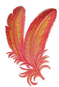 Flamingo Feathers in Watercolor (7" x 4.73") embroidered iron-on patch