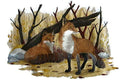 Autumn Fox Pair (12" x 8.5") embroidered iron-on patch