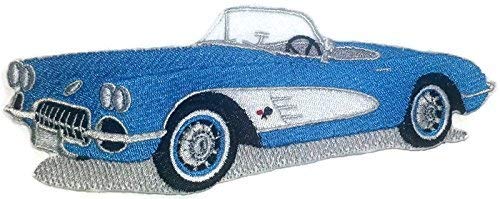 1960 Corvette Embroidered Patch (6.53" x 2.59") | Iron-On or Sew-On | Classic American Car Applique for Jackets, Vests & DIY Fashion