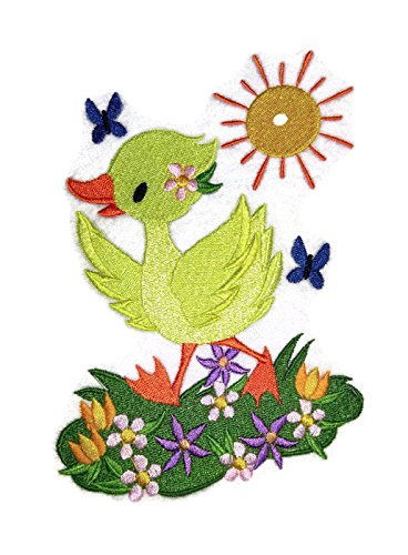 Parche bordado para planchar o coser "Naturaleza entretejida en hilos", "Increíble pato soleado" [Personalizado y único] [4,71" x 6,81"] [Hecho en EE. UU.]