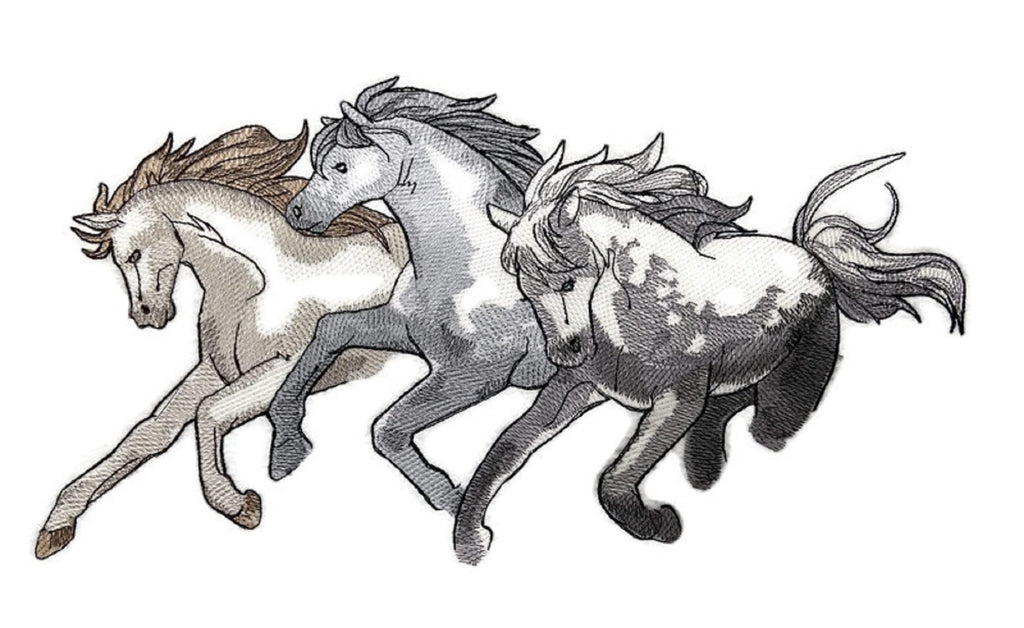 Beyond Vision Custom Horse Wild West Stallions Embroidery Iron On/Sew Patch (11.75" x 6.58")