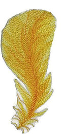 Fancy Feather Collection [Yellow Bird Feather ] / (5.5" x 2.5") embroidered iron-on patch
