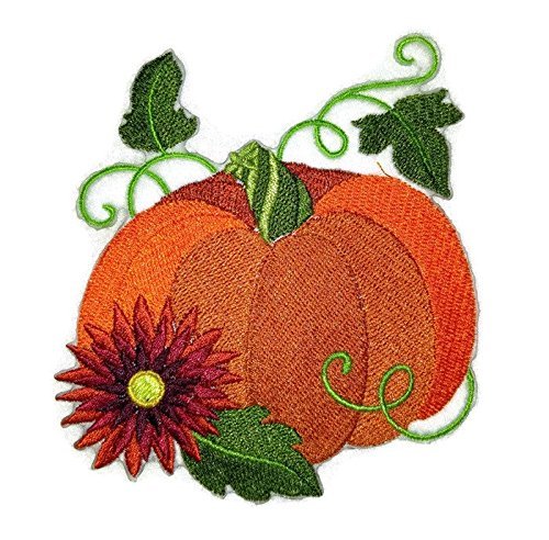 Custom and Unique Autumn Elegance Pumpkin Embroidered Iron on/Sew Patch (3.51" x 3.89") [Made in USA]