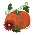 Autumn Elegance Pumpkin / (3.51" x 3.89") [] embroidered iron-on patch