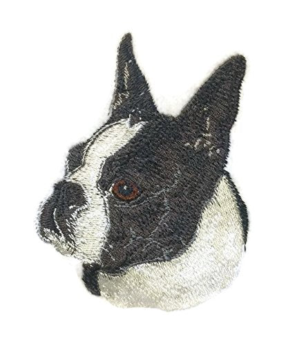 Impresionantes retratos personalizados de caras de perro Boston Terrier. [Personalizado y único] Parche bordado para planchar o coser [3,5" x 4"] [Hecho en EE. UU.]