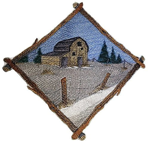 BeyondVision Custom And Unique Winter Bonanza [ Winter Barn Diamond ] Embroidered Iron on/Sew patch (7" x 7") [Made in USA]