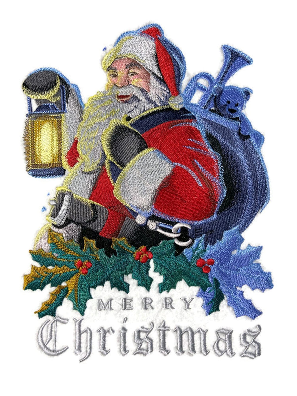Beyond Vision Merry Christmas [Night Before Christmas Santa ] Embroidered Iron on/Sew Patch (6.9" x 9.53") [Made in USA]