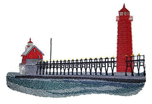 Set of 3 Coastal Nautical Lighthouse 3-Pack Embroidered Patches | Iron-On or Sew-On Appliques for Jackets, Vests & DIY Crafts Component