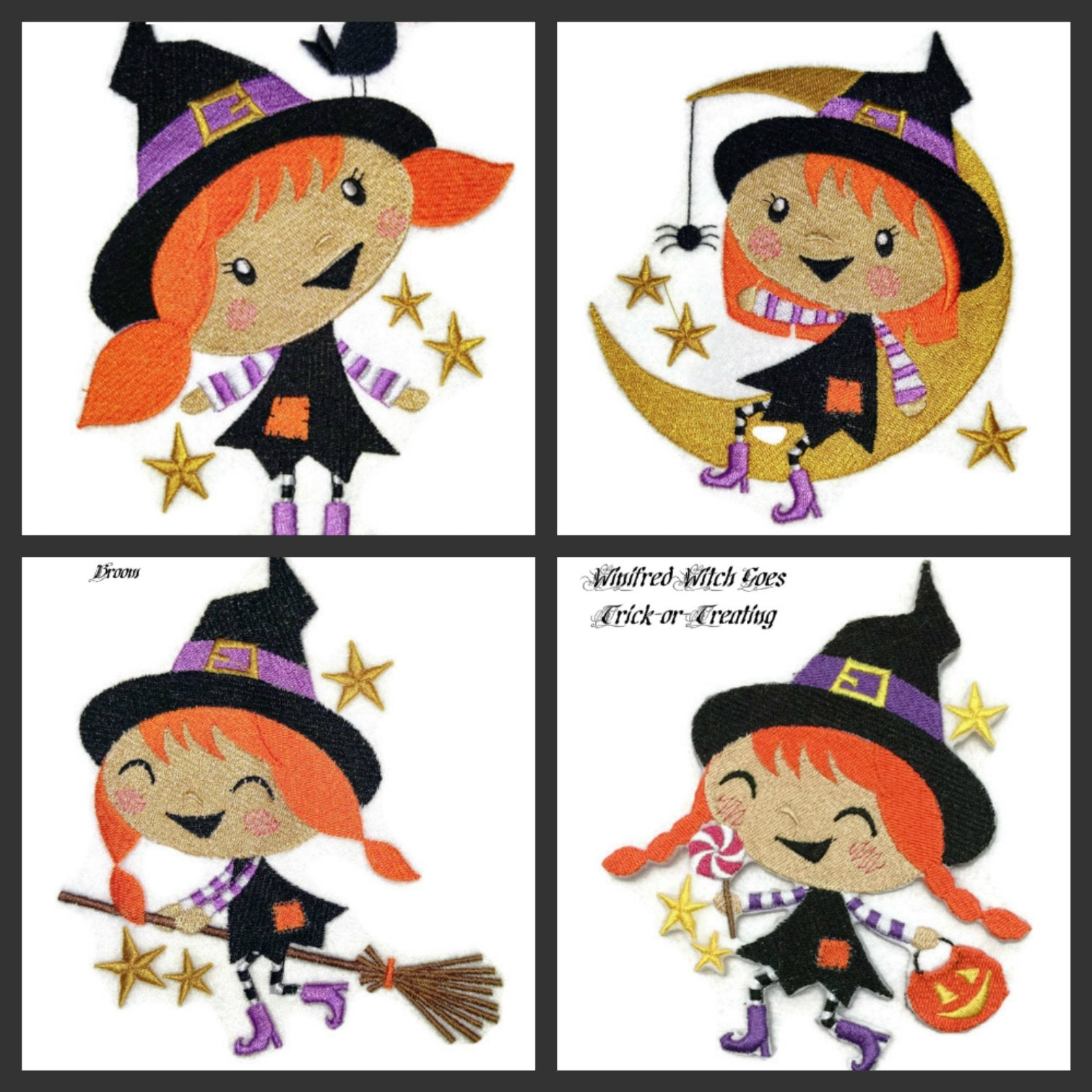 Custom and Unique Happy Halloween [ Winnifred Witch on The Moon ] Embroidered Iron on/Sew Patch (4.83" x 5.47") [Made in USA]