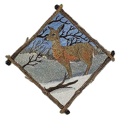 BeyondVision Custom and Unique Winter Bonanza [ Winter Deer Diamond ] Embroidered Iron on/Sew Patch (7" x 7") [Made in USA]