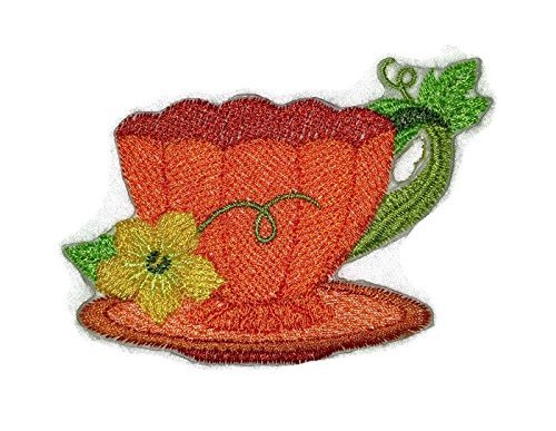 Custom and Unique Autumn Elegance Teacup Embroidered Iron on/Sew Patch [4.18"3.28"] [Made in USA]