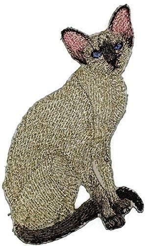 Impresionantes retratos de gatos personalizados [Gato siamés (punta chocolate)] Parche bordado para planchar o coser [11,4 x 10 cm] Hecho en EE. UU.