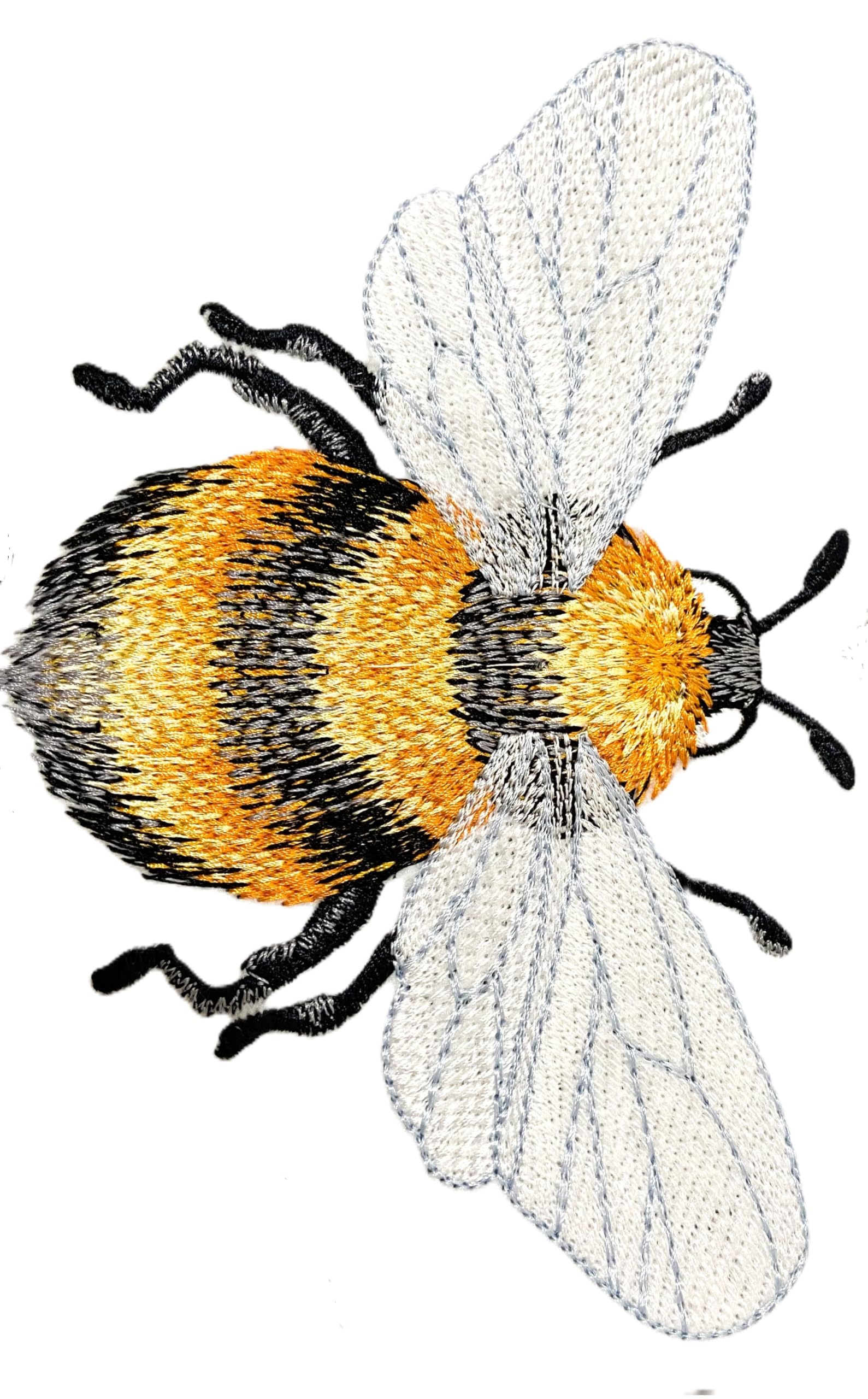 Custom Beautiful Buzzing with Texture Honeybee Embroidered Iron on/Sew Patch (6.86" x 4.58")