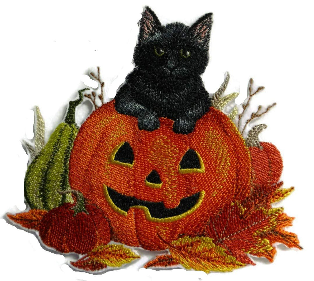 BeyondVision Custom and Unique Happy Halloween [Too Cute to Spook Kitten] Embroidered Iron on/Sew Patch (5.33" x 5") [Made in USA]