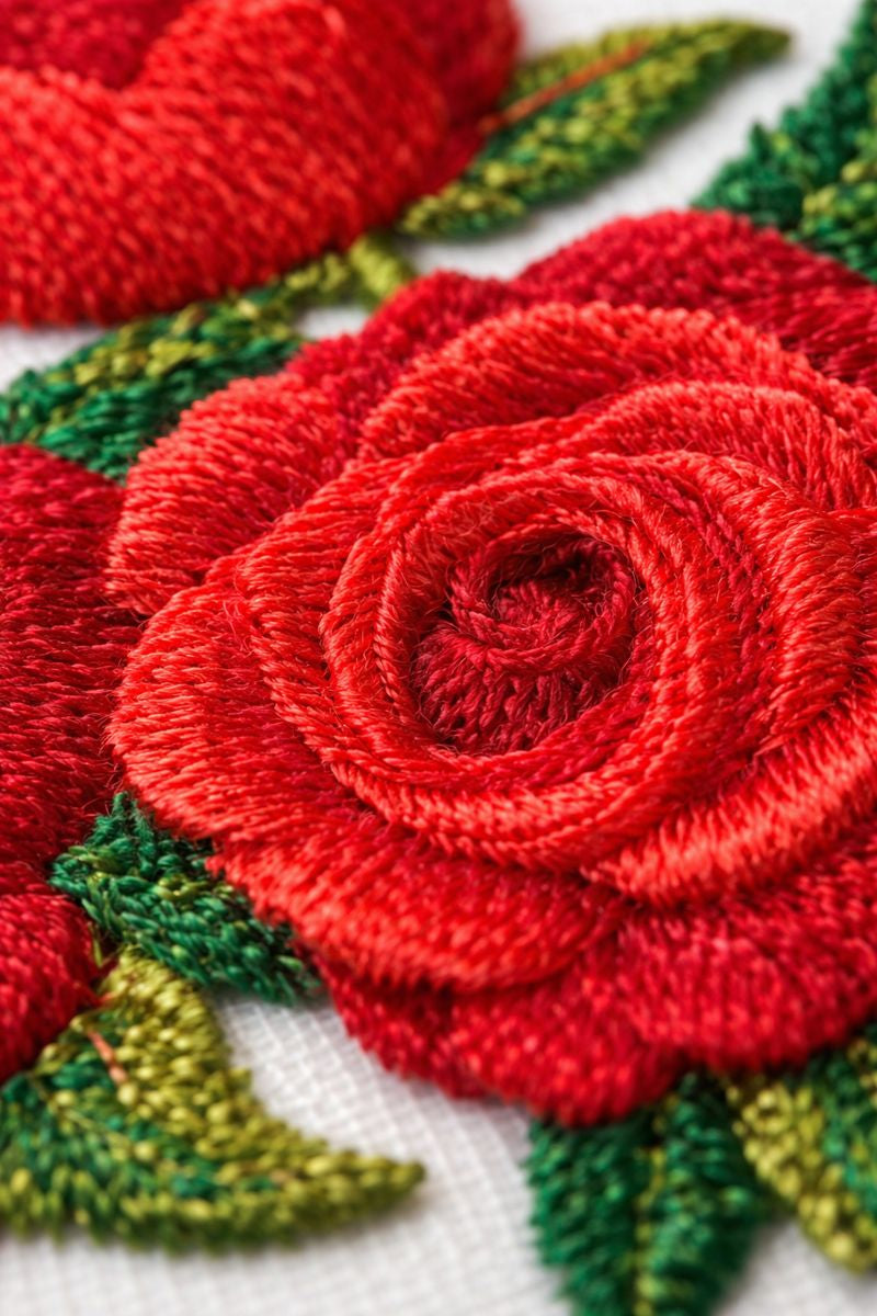 Roses Floral Embroidered Patch – Triple Bloom Red Flower Iron-On & Sew-On Applique for Jackets, Bags & DIY Fashion