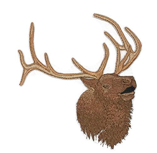 BeyondVision Nature Weaved in Threads, Amazing Animal Kingdom [ Elk Head ] [Custom and Unique] Embroidered Iron on/Sew Patch (7" x 6.5") [Made in USA]