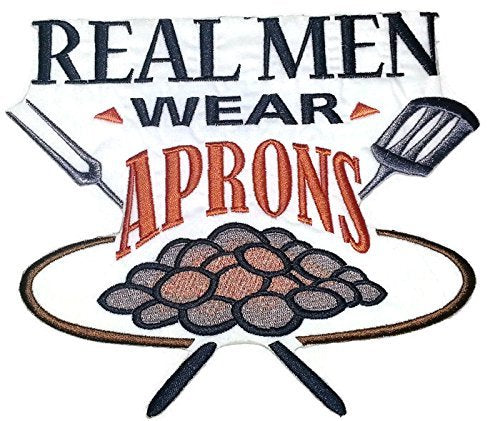 Lets go Outback for BBQ Apron Design [Real Men Wear Aprons] Embroidered Iron On/Sew Patch (8" x 6.5") Made in USA]