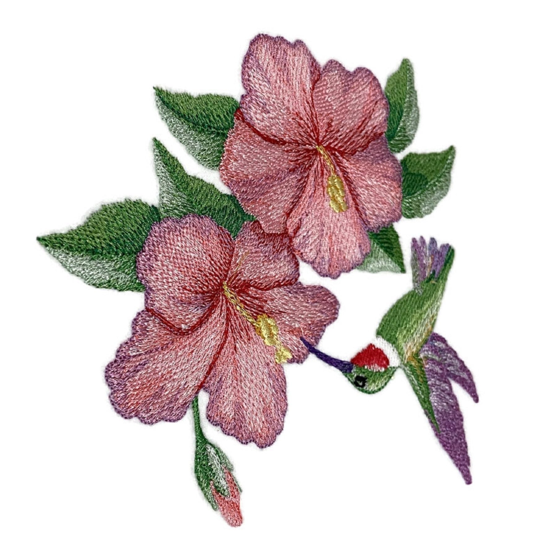 Parche bordado para planchar o coser de Beyond Vision, personalizado, con colibrí e hibisco, que calma a los pájaros [6,24" x 5,85"]