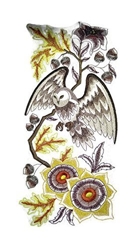 Nature Weaved in Threads, Amazing Birds Kingdom [Owl in Autumn] [Custom and Unique] Embroidered Iron on/Sew Patch (12" x 6") [Made in USA]