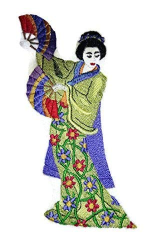 Amazing Custom Geisha Portraits [Dancing Geisha ] [Rich Japanese Culture and Tradition] Embroidered Iron On/Sew Patch (5.98" x 3.81") [Made in USA]