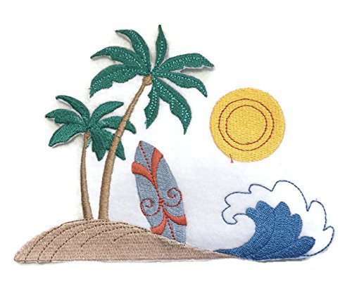 Parche bordado termoadhesivo "Round The World City Square" (Miami), 6,3" x 5" (hecho en EE. UU.)