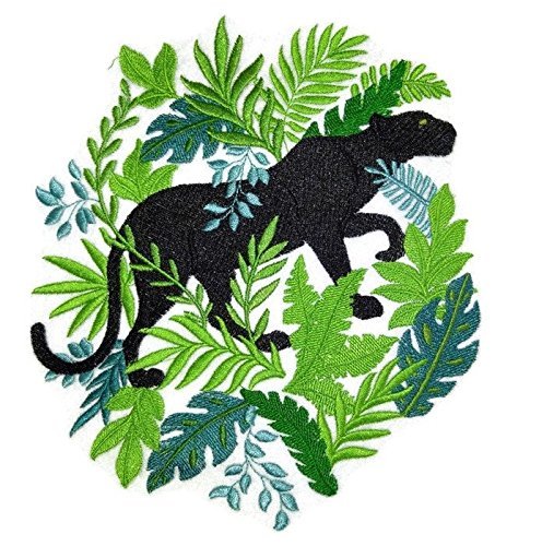 Jungle Paradise and Panther Custom Embroidery Iron on/Sew Patch ((7.1" x 7.8")) by BeyondVision