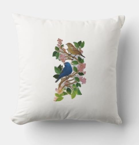 Nature Weaved in Threads, Amazing Birds Kingdom [Indigo Bunting Panel ] [Custom and Unique] Embroidered Iron on/Sew Patch (11.74" x 6.09") [Made in USA]