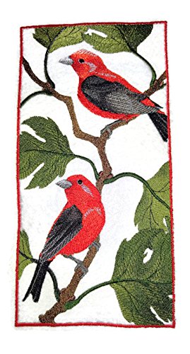 Nature Weaved in Threads, Amazing Birds Kingdom [ Scarlet Tanager Panel ] [Custom and Unique] Embroidered Iron on/Sew Patch (9.42" x 4.75") [Made in USA]