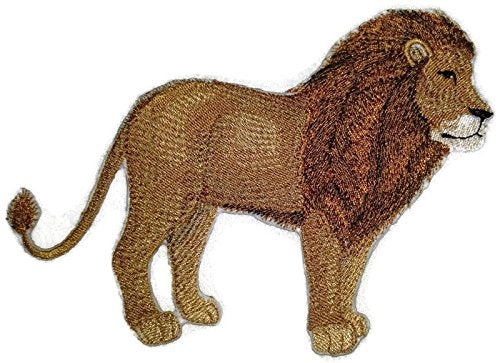 Nature Weaved in Threads, Amazing Animal Kingdom [Lion Portrait] [Custom and Unique] Embroidered Iron on/Sew Patch (6.36" x 5.89") [Made in USA]