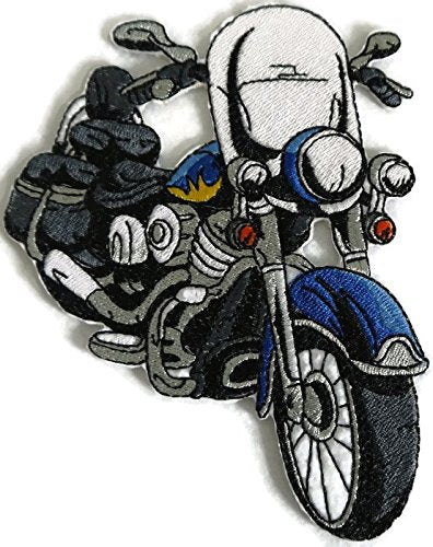 Hot Rods on a Canvas Beautiful Bikers Patch Collection [Mighty Blue Chopper ] [American Automobile History in Embroidery] Embroidered Iron On/Sew Patch (6" x 4.8") Made in USA]