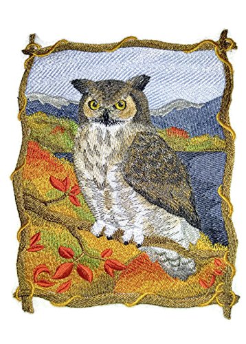 Nature Weaved in Threads, Amazing Birds [Autumn Owl [Custom and Unique] Embroidered Iron on/Sew Patch (7.44" x 5.85") [Made in USA]