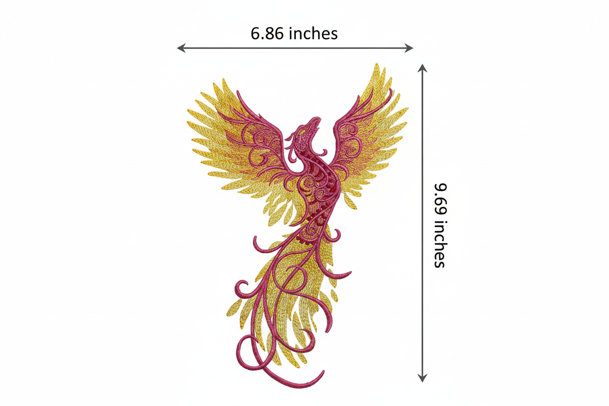 Phoenix Ascends Embroidered Patch Large (6.86" x 9.69") | Iron-On or Sew-On | Mythical Phoenix Applique