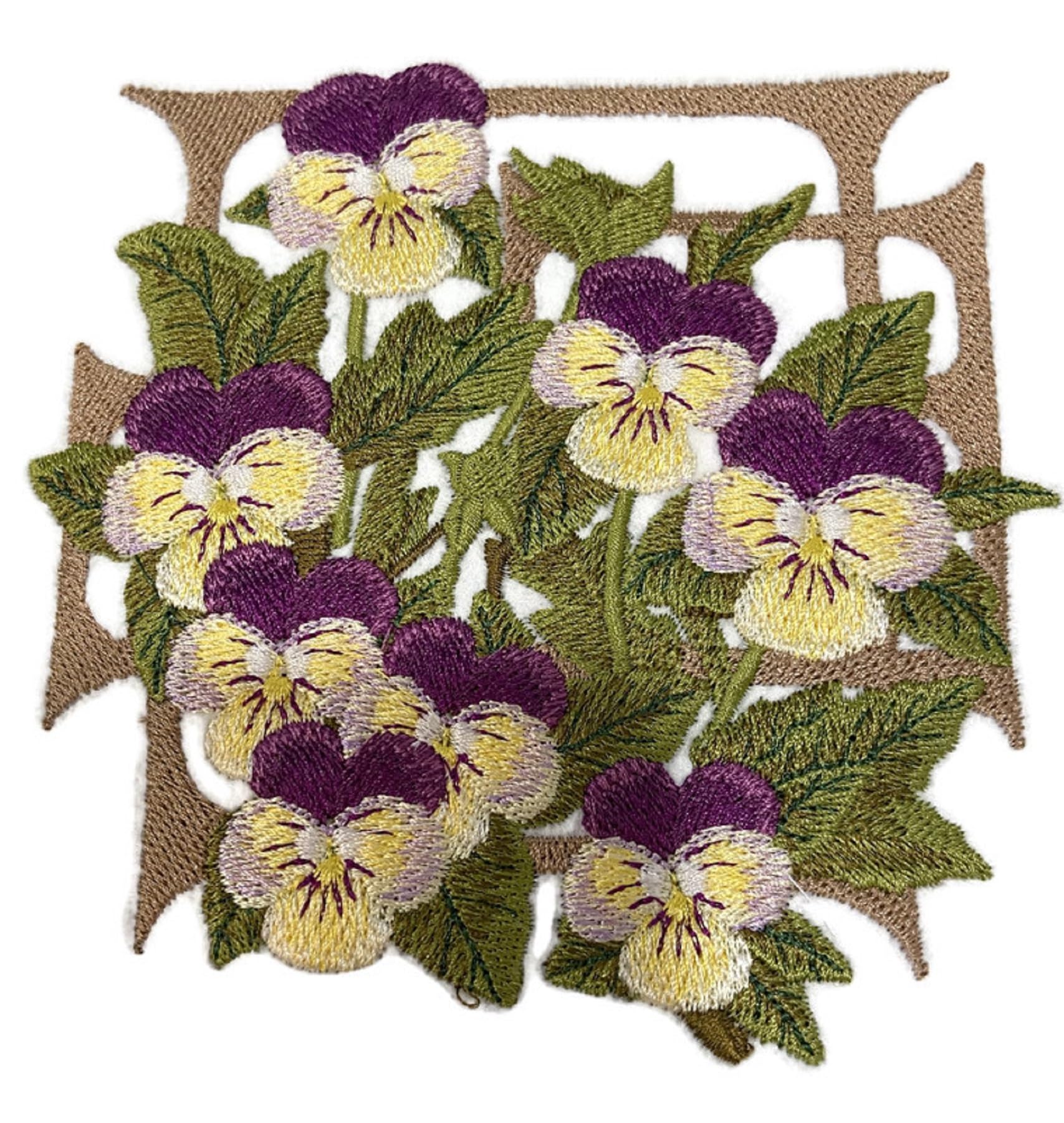 Bloom Pansies Flower Embroidered Iron on/Sew Patch (5.2" x 5")